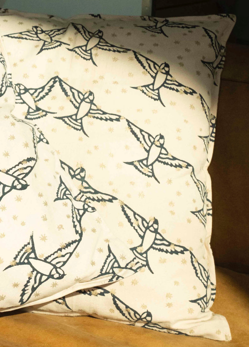 Pillow cover - bird + stars print